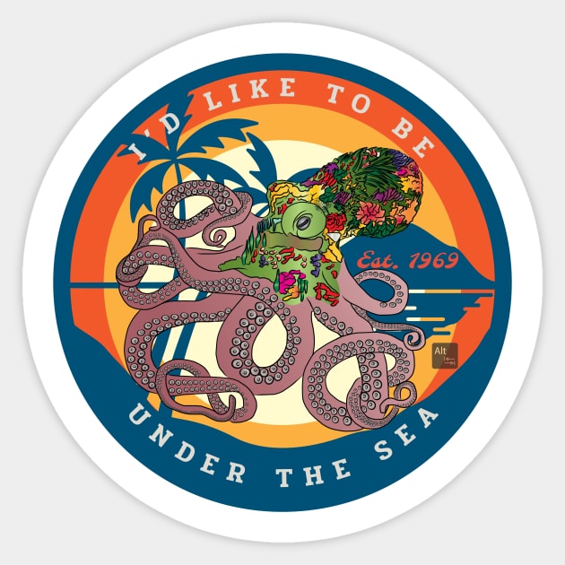 Octopus Under the Sea Sticker by AltTabStudio